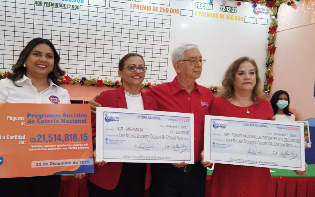 Más de 21 millones de córdobas entrego LOTO Nicaragua a Lotería Nacional