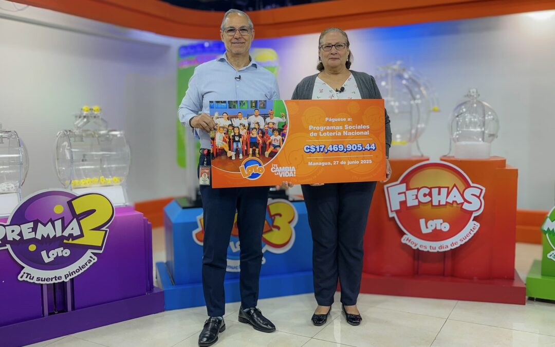 Loto Nicaragua entregó a los Programas Sociales de Lotería Nacional su contribución correspondiente a Mayo de 2025.